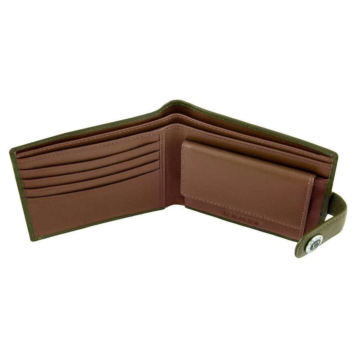 Dents Eden Security Billfold Wallet - Olive/English Tan - Image 4