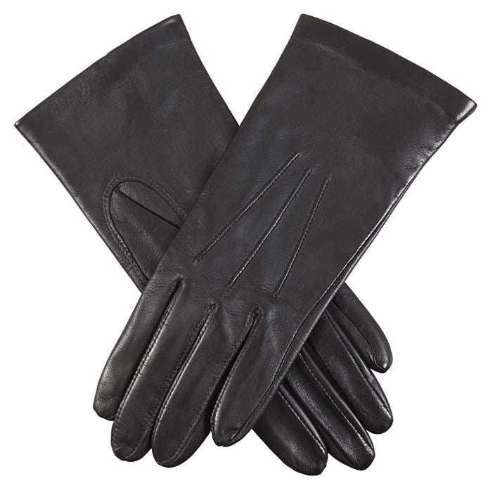 Dents Elizabeth Silk Lined Smooth Grain Leather Gloves - Black
