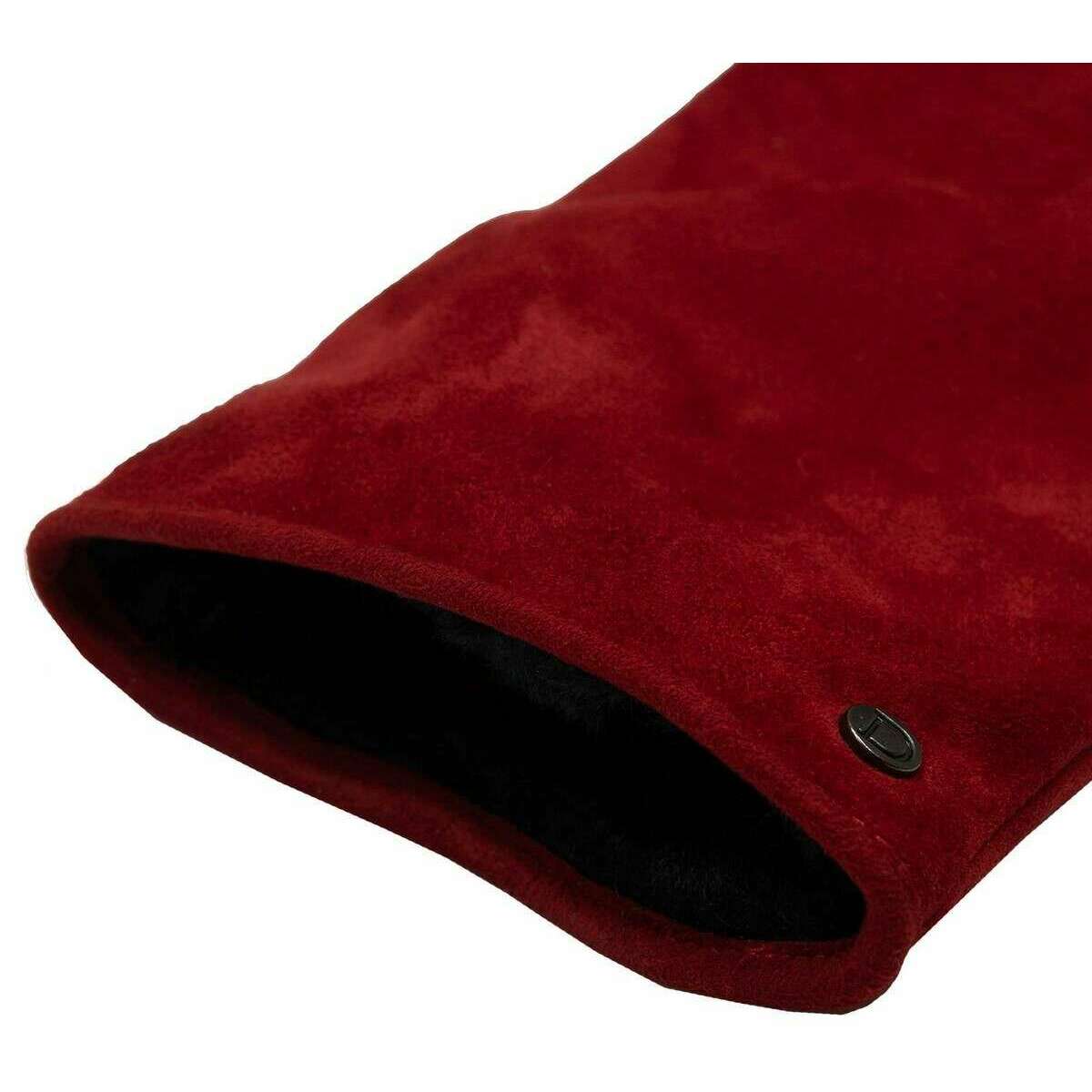 Dents Eva Trim Fingerless Suede Mittens - Berry/Black - Image 5