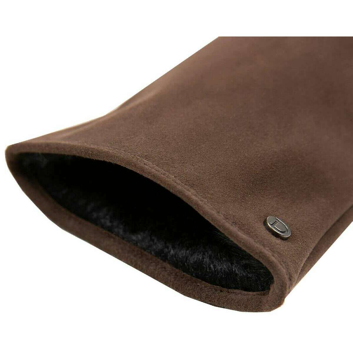 Dents Eva Trim Fingerless Suede Mittens - Mocca Brown - Image 5