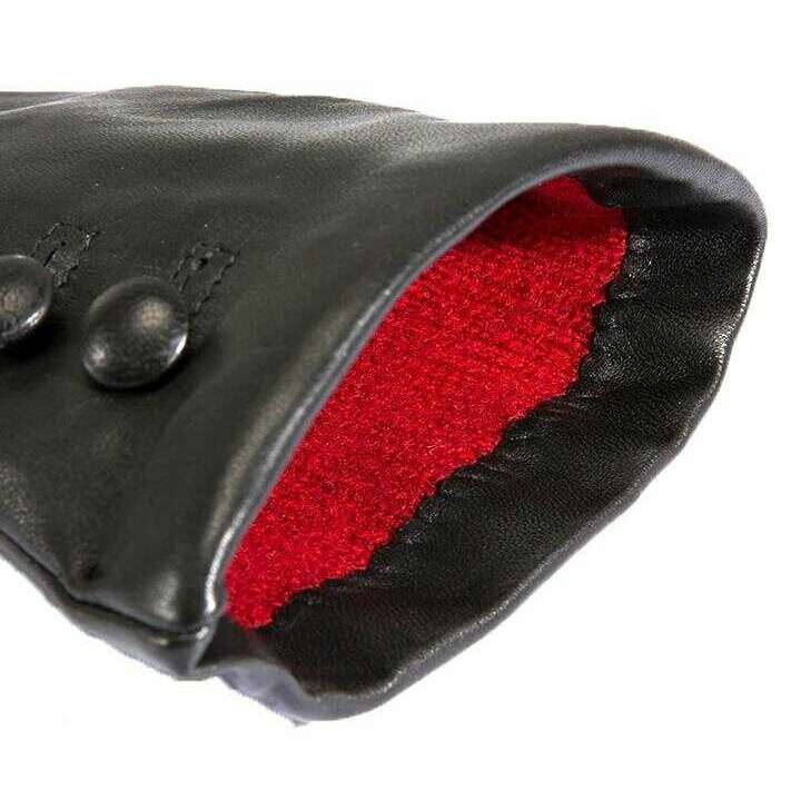 Dents Evangeline Touchscreen Three-Point Cashmere Lined Leather Gloves - Black/Red - Image 5