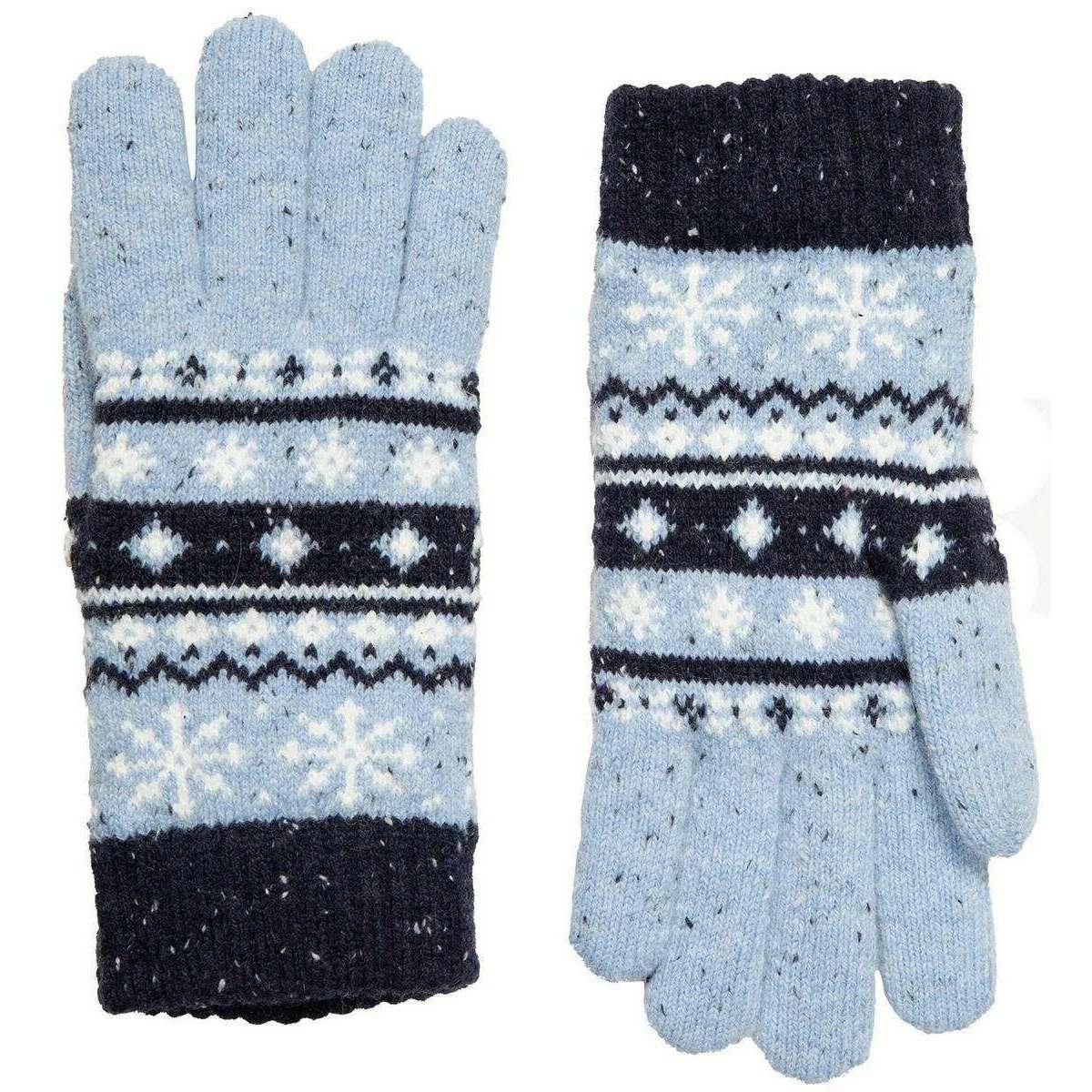 Dents Fair Isle Jacquard Design Knitted Gloves - Cornflower Blue - Image 2