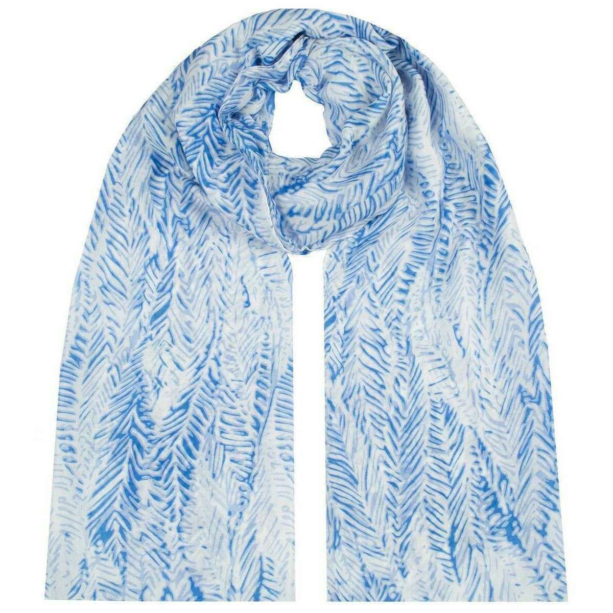 Dents Feather Print Lightweight Scarf - Blue