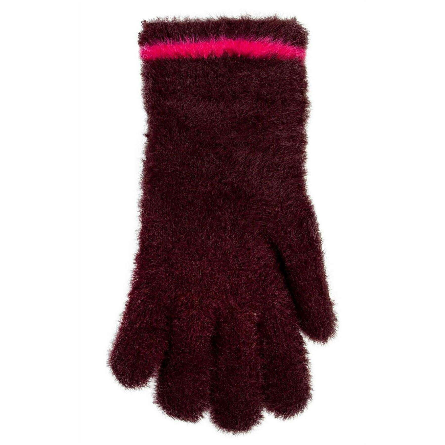 Dents Feather Yarn Knitted Gloves - Burgundy/Pink - Image 5