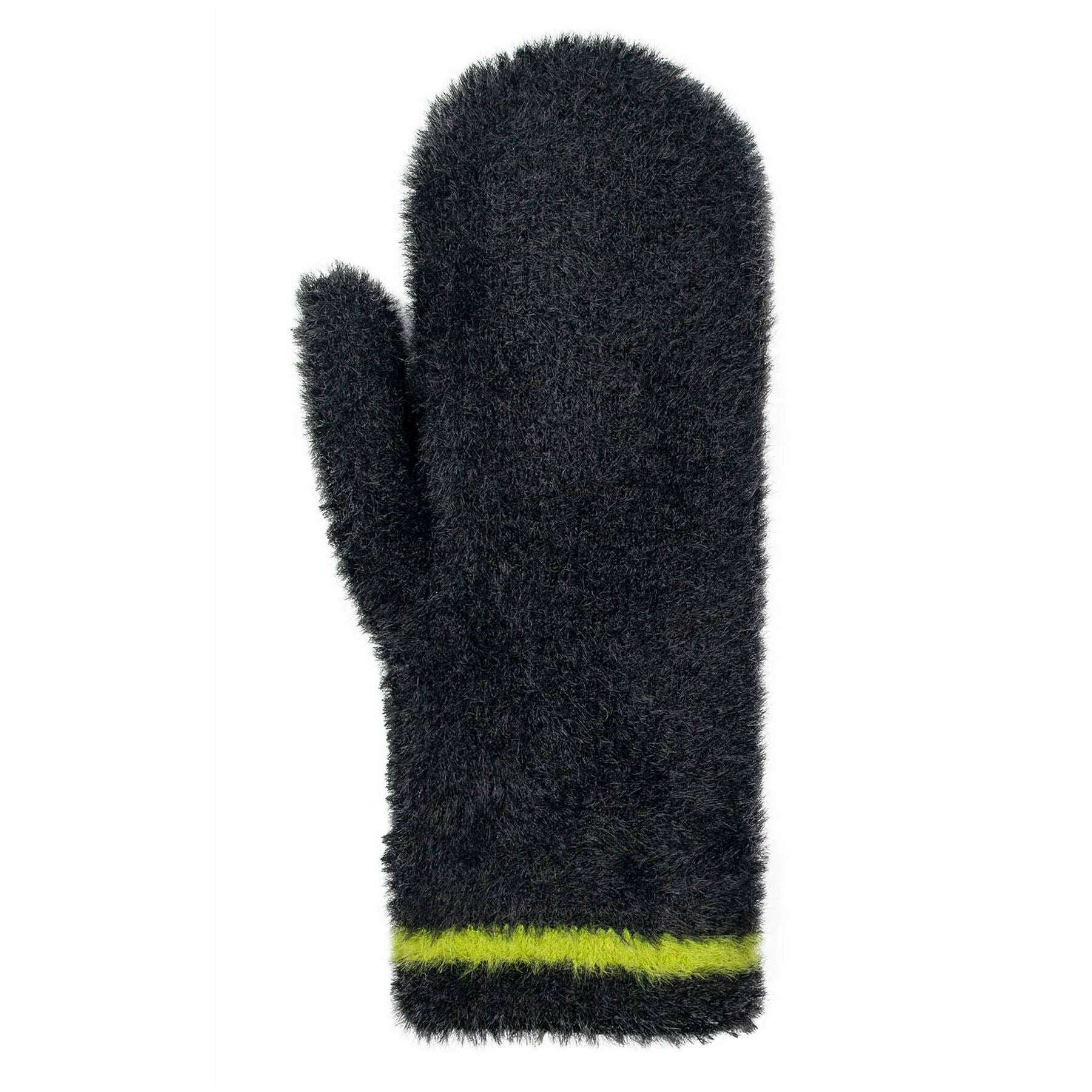 Dents Feather Yarn Mittens - Black/Green - Image 3