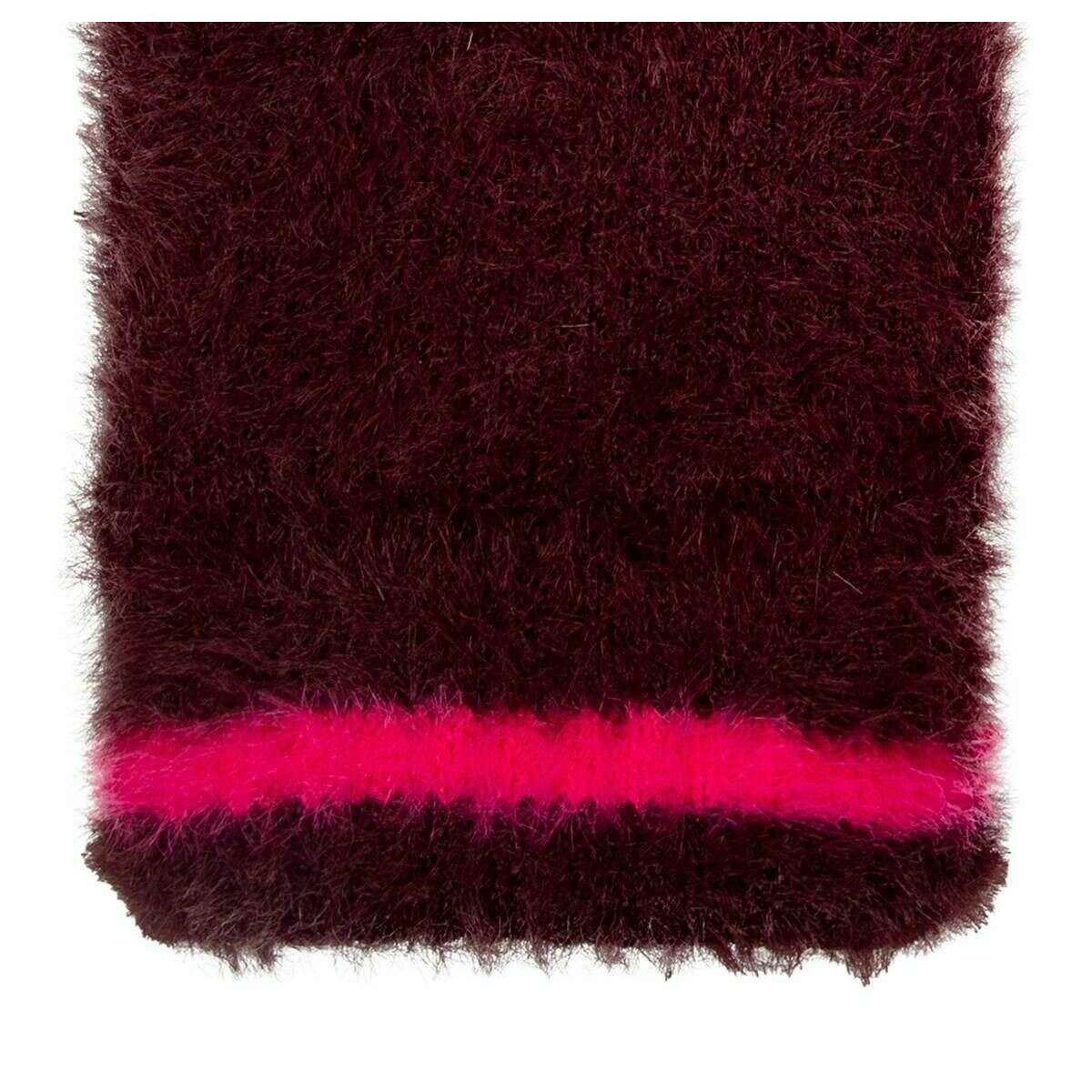 Dents Feather Yarn Mittens - Burgundy/Pink - Image 4