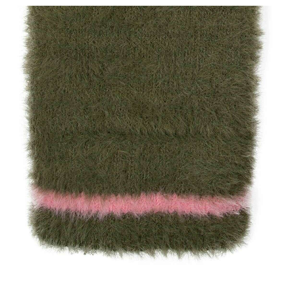 Dents Feather Yarn Mittens - Green/Pink - Image 4