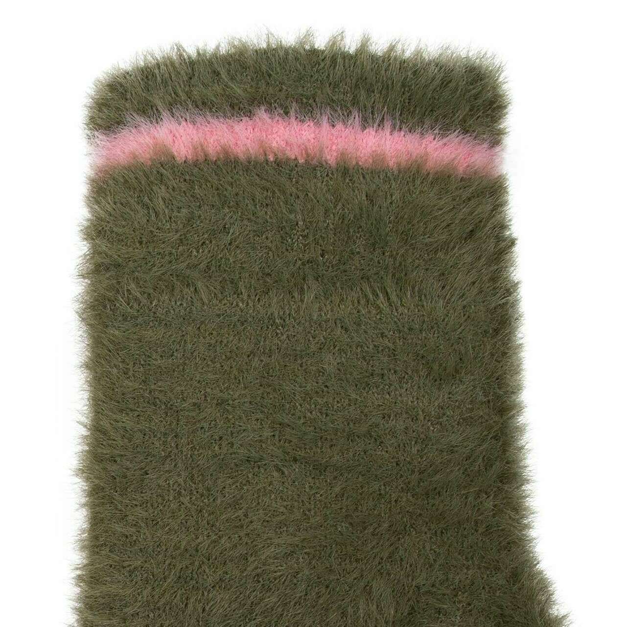 Dents Feather Yarn Mittens - Green/Pink - Image 6