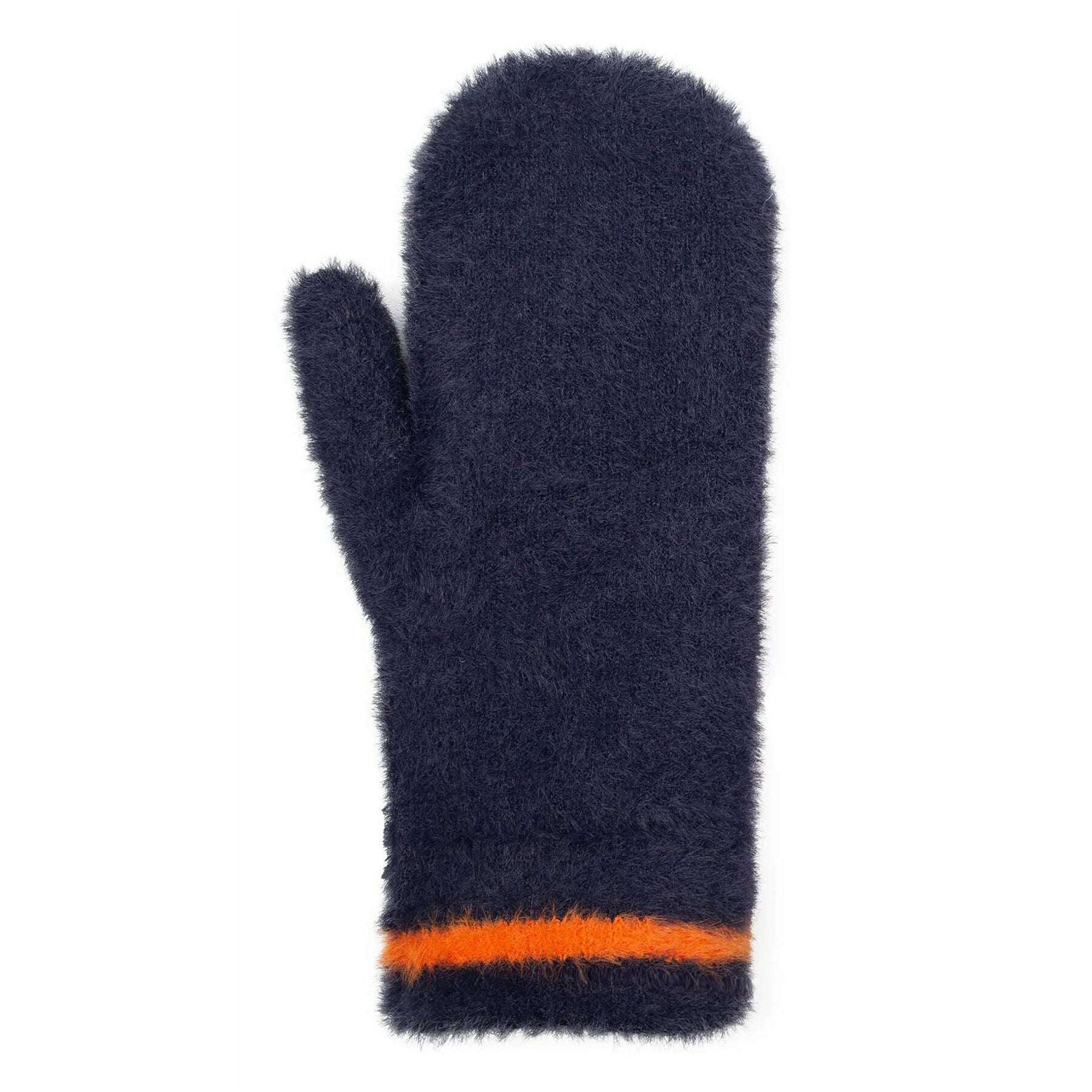Dents Feather Yarn Mittens - Navy/Orange - Image 3