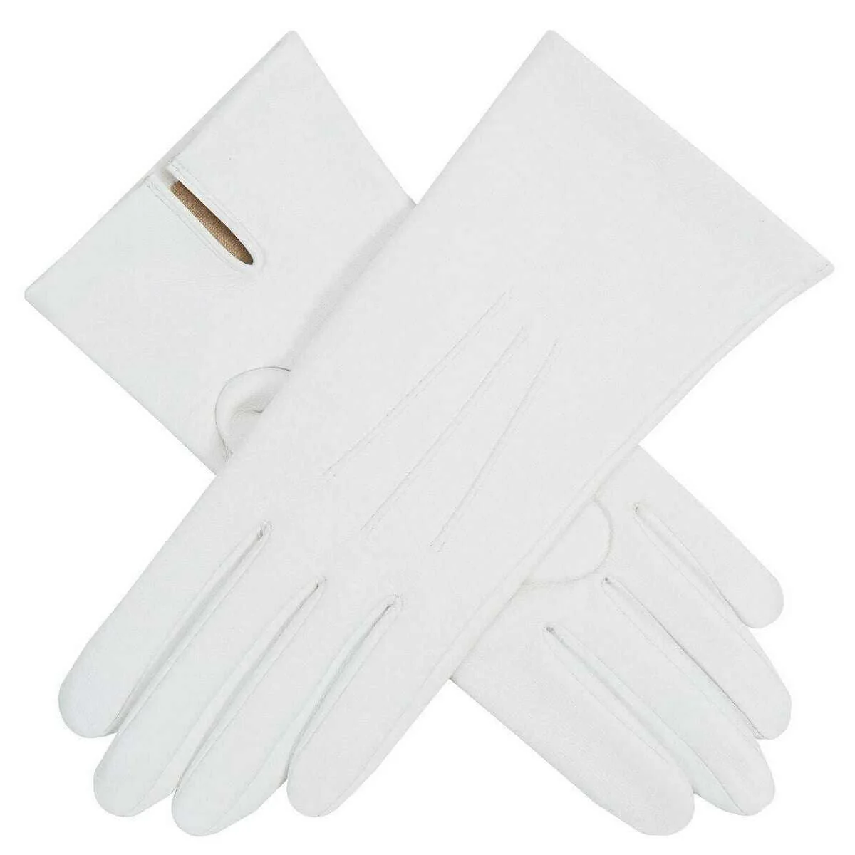 Dents Felicity Three-Point Silk Lined Leather Gloves - Pearl Cream