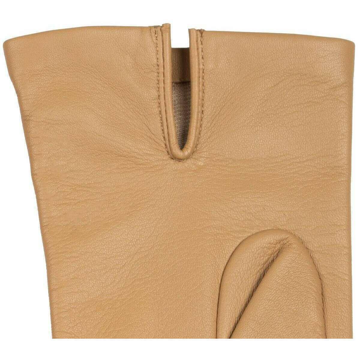 Dents Felicity Three Point Silk Lined Leather Gloves - Toffee Beige - Image 6