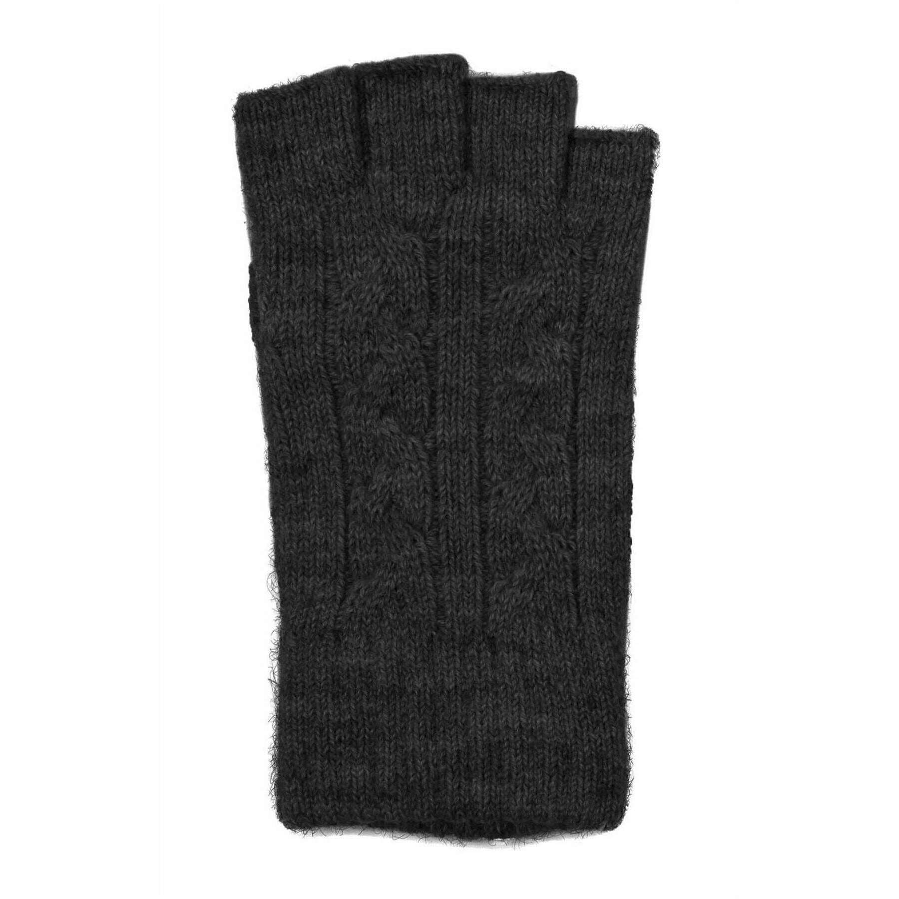 Dents Fingerless Cable Knit Gloves - Black - Image 3