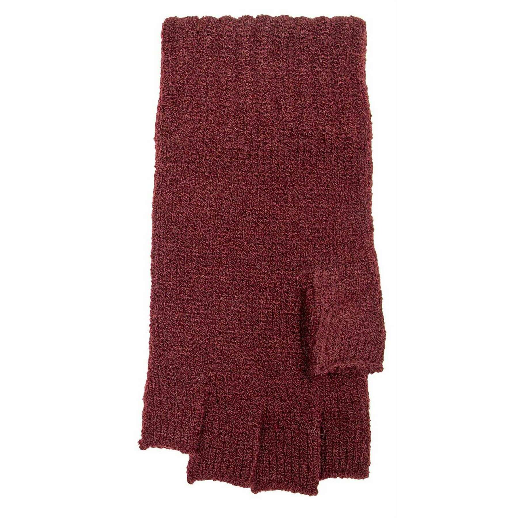 Dents Fingerless Cable Knit Gloves - Damson Burgundy - Image 5
