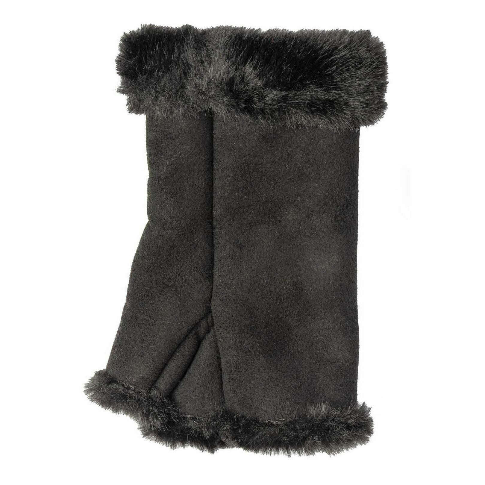 Dents Fingerless Faux Suede Mittens - Black/Black - Image 5
