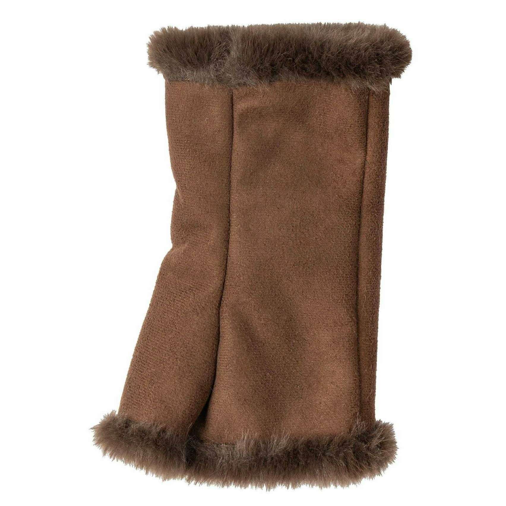 Dents Fingerless Faux Suede Mittens - Chocolate Brown - Image 5