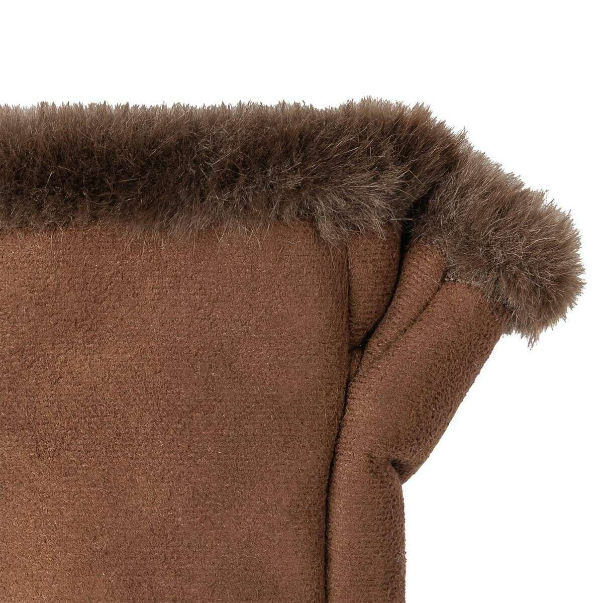 Dents Fingerless Faux Suede Mittens - Chocolate Brown - Image 7
