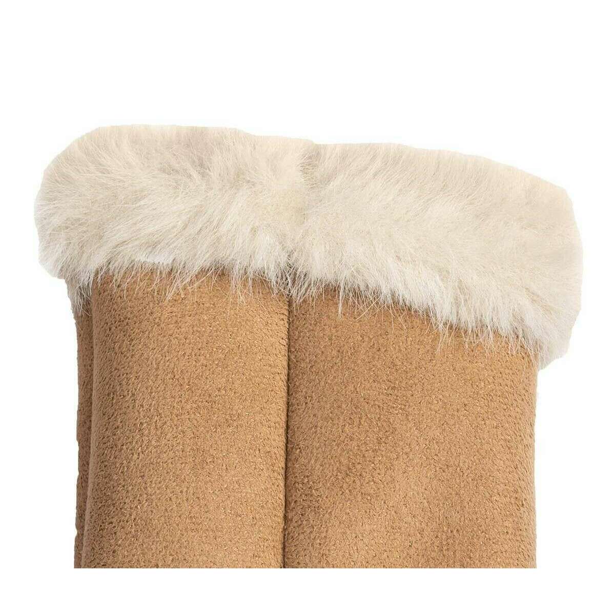 Dents Fingerless Faux Suede Mittens - Natural Beige/Camel Beige - Image 6