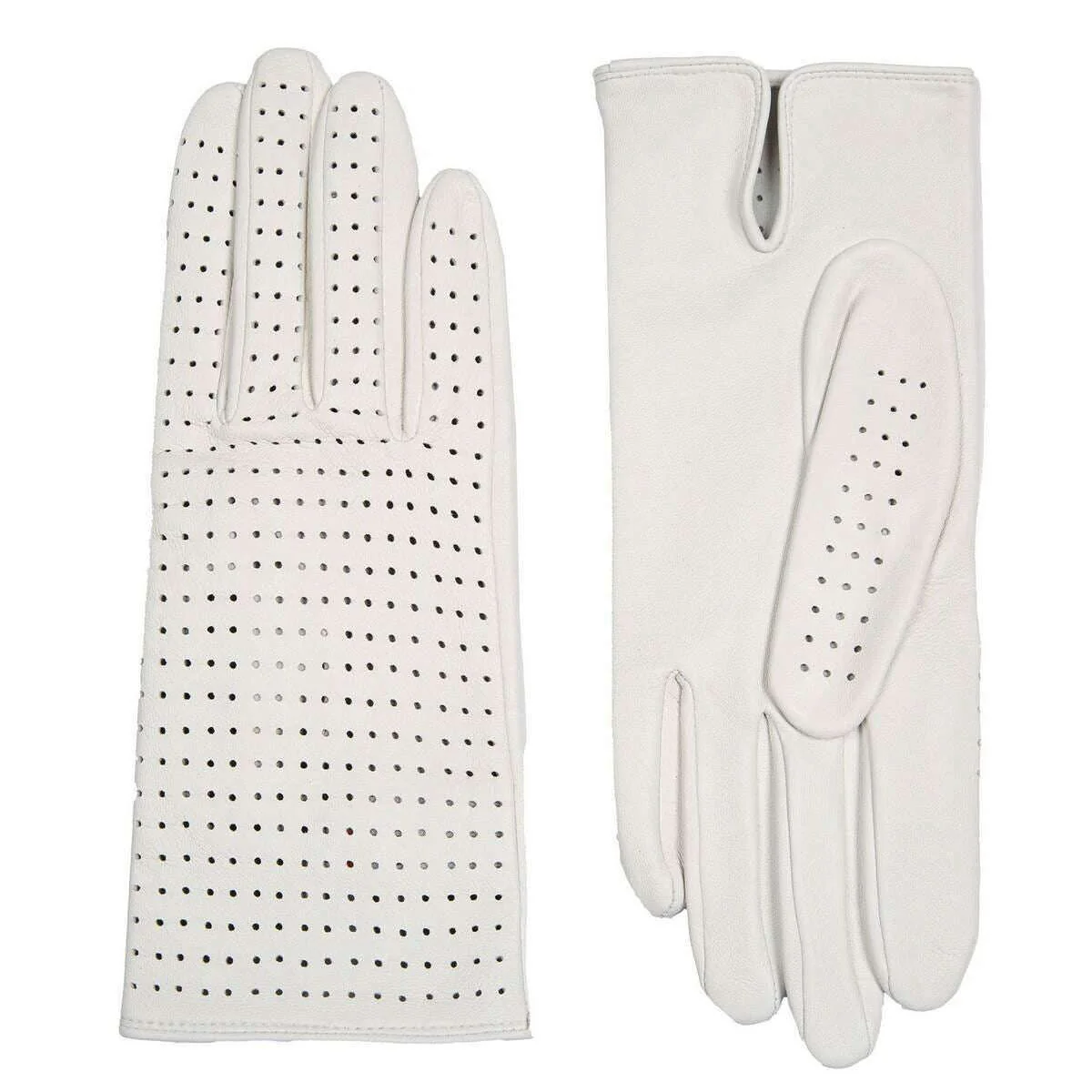 Dents Florence Perforated Leather Gloves - Pearl Cream - Image 2