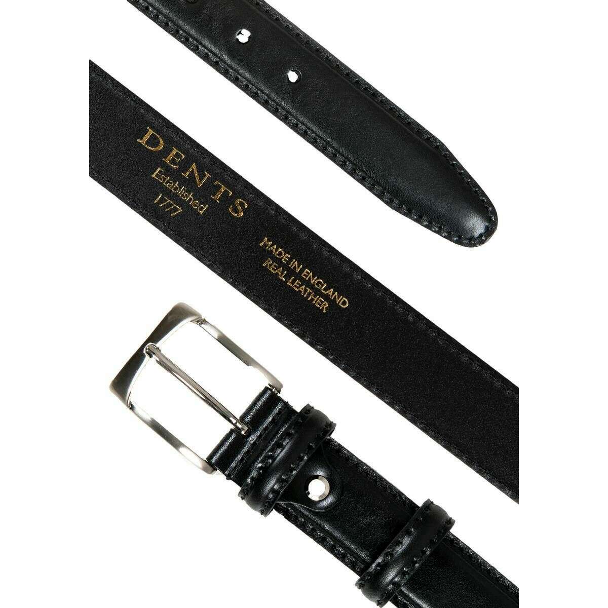 Dents Heritage Lined Full-Grain Leather Belt - Black - Image 2