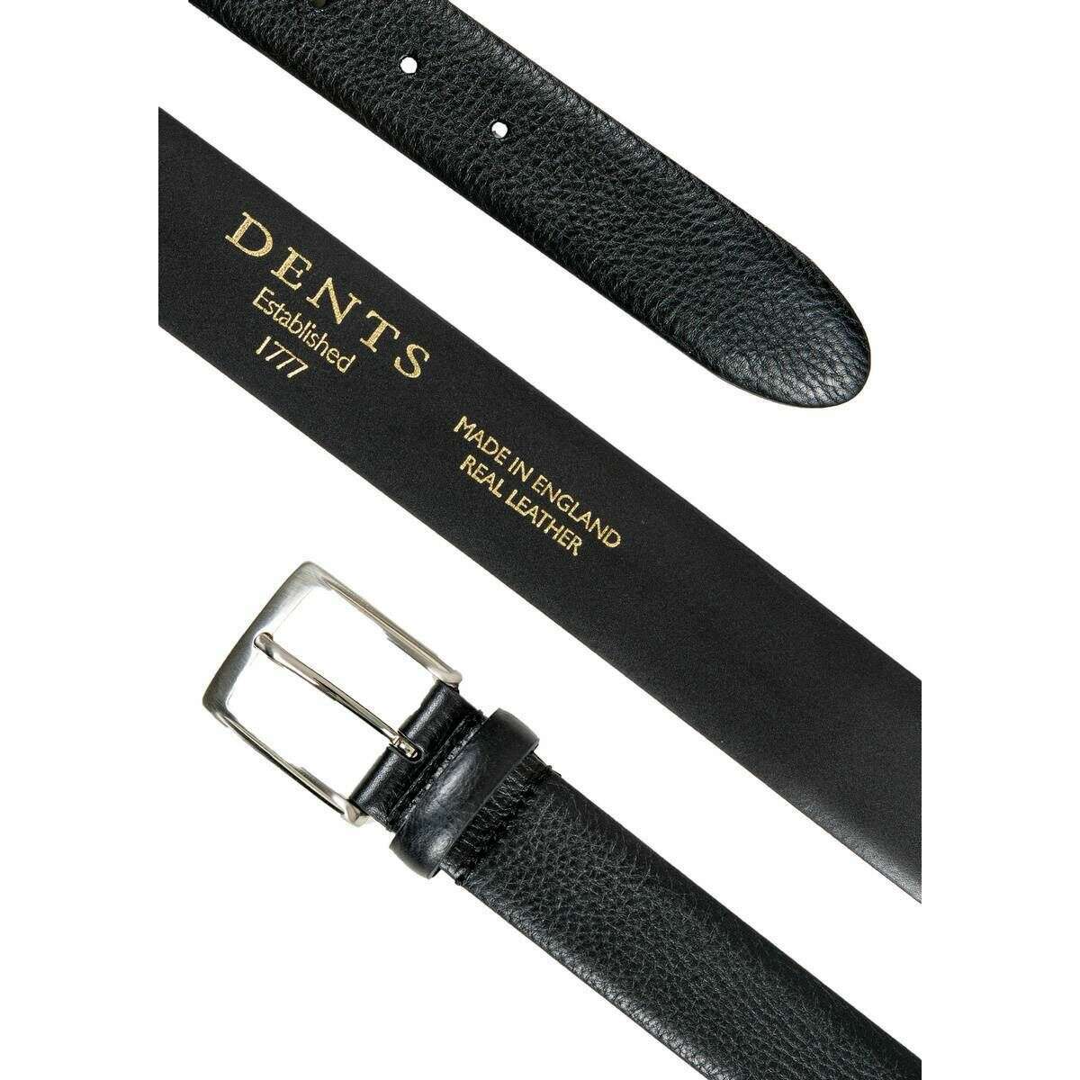 Dents Heritage Pebble-Grain Leather Belt - Black - Image 2