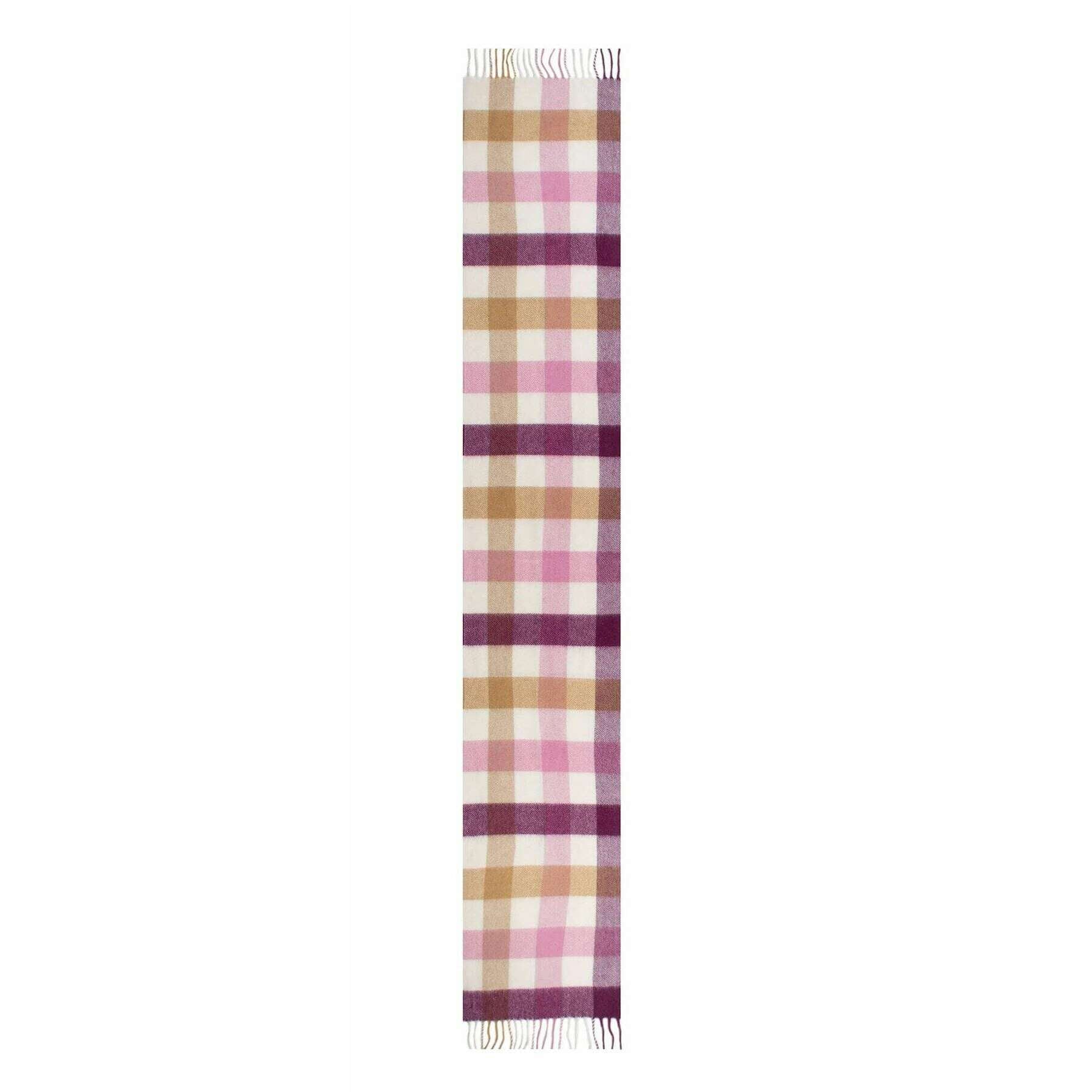 Dents Heritage Plaid Check Cashmere Scarf - Aubergine Pink/White - Image 2