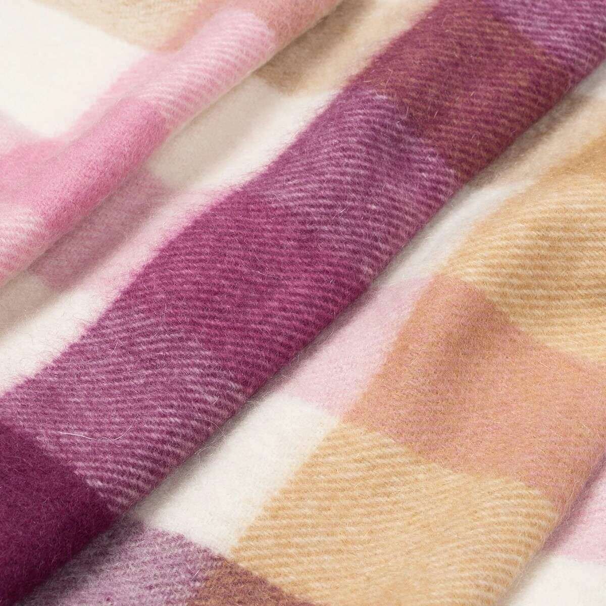 Dents Heritage Plaid Check Cashmere Scarf - Aubergine Pink/White - Image 3
