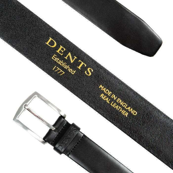 Dents Heritage Satin Nickel Buckle Full-Grain Leather Belt - Black - Image 2