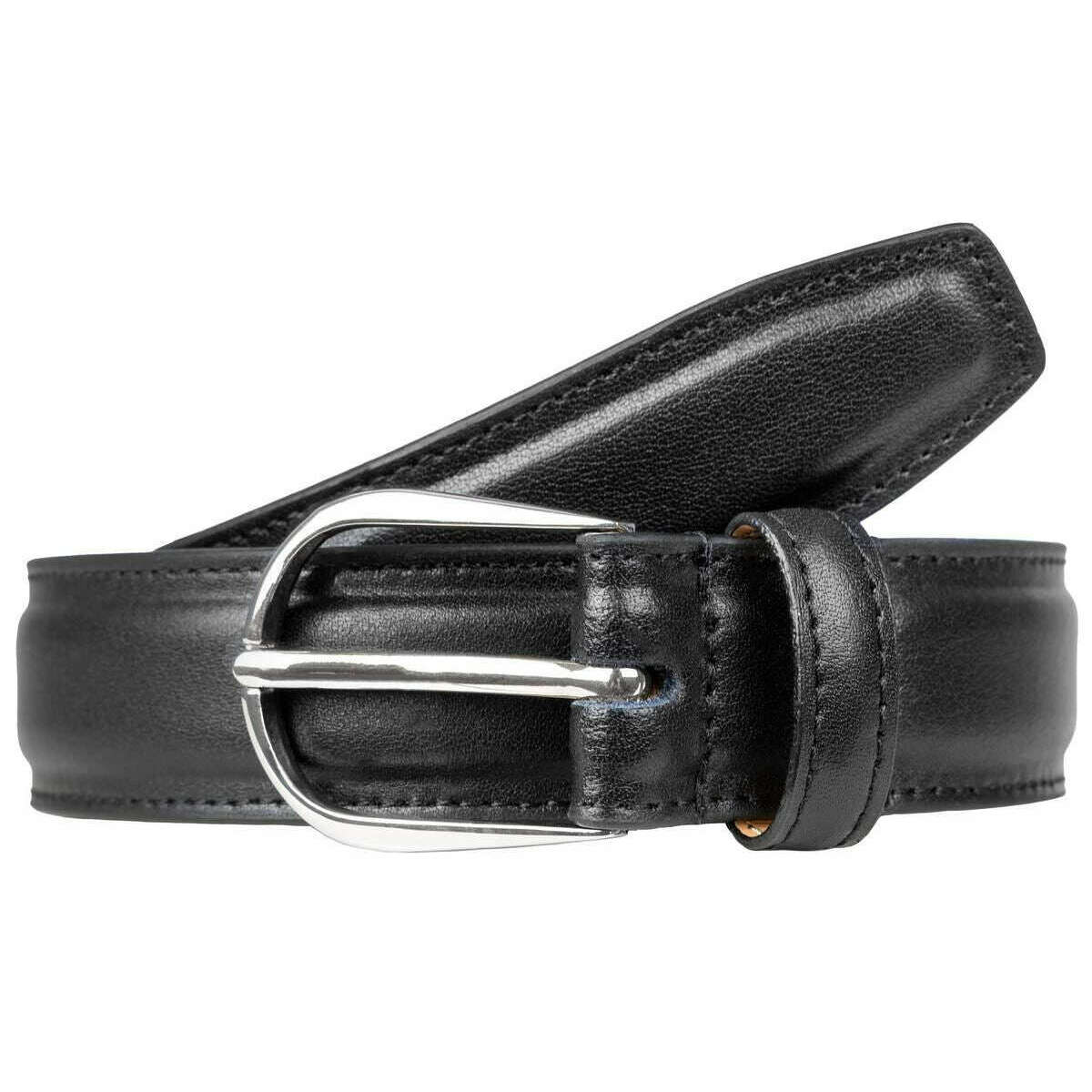 Dents Heritage Stitched Edge Lined Leather Belt - Black
