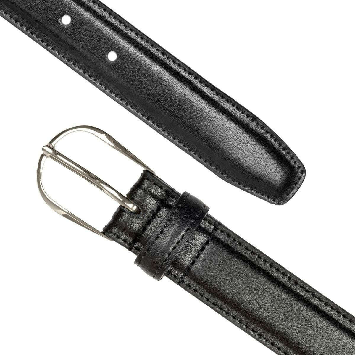 Dents Heritage Stitched Edge Lined Leather Belt - Black - Image 2