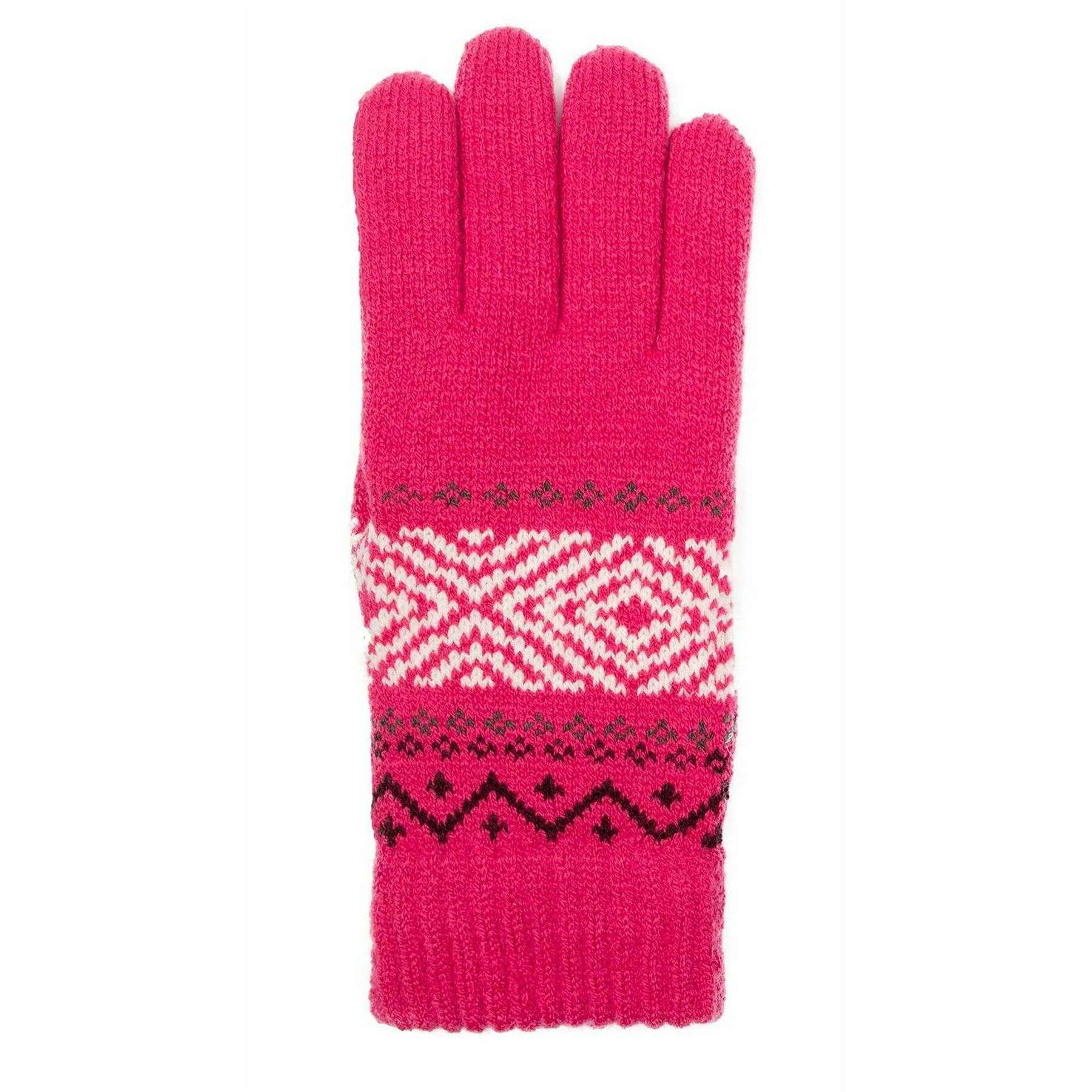 Dents Jacquard Geometric Knitted Gloves - Fuchsia Pink - Image 3