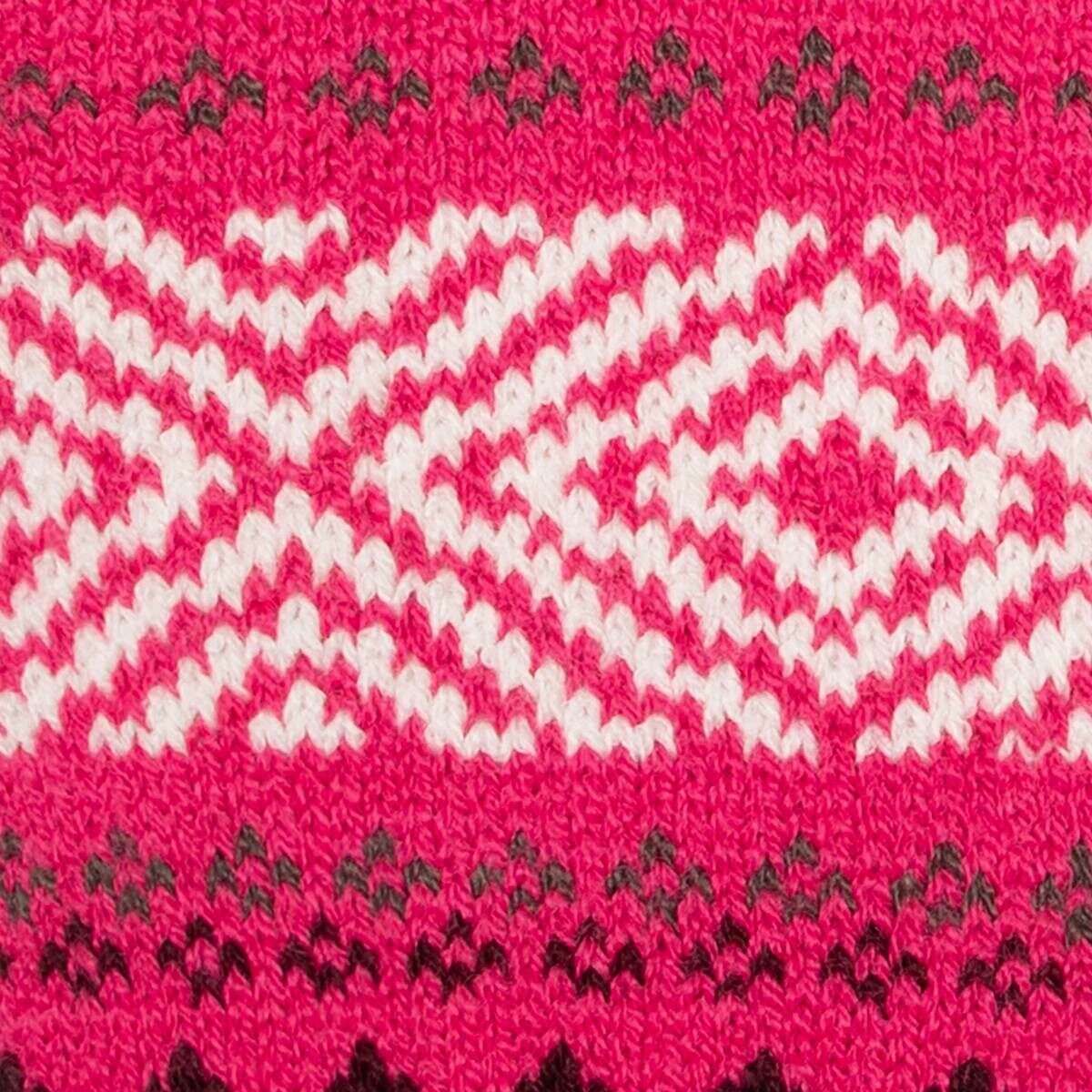 Dents Jacquard Geometric Knitted Gloves - Fuchsia Pink - Image 7
