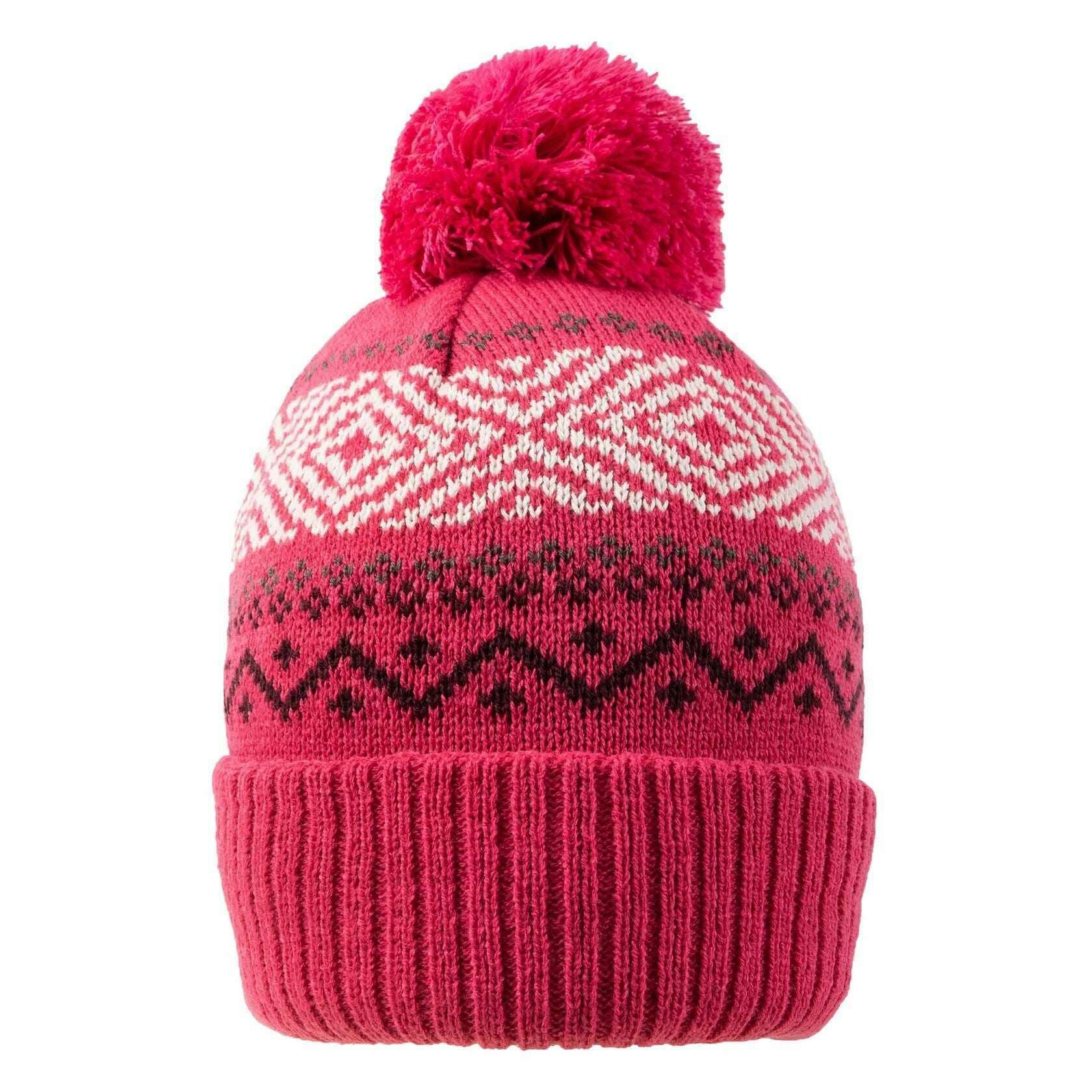 Dents Jacquard Knitted Bobble Hat - Fuchsia Pink