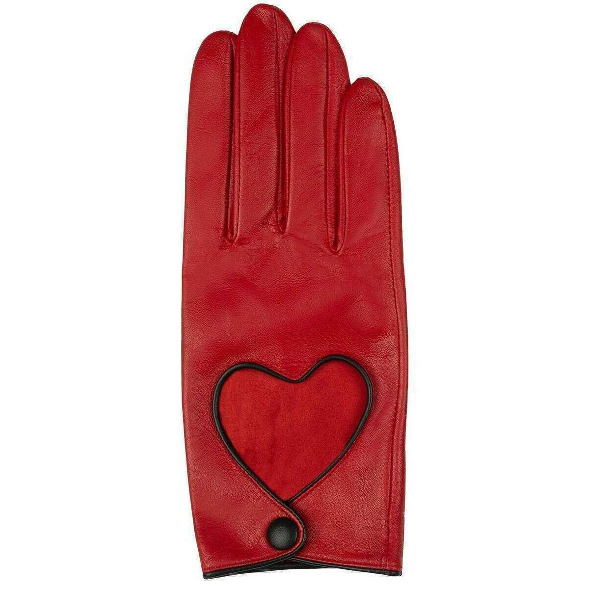 Dents Juliet Heart Cut-Out Driving Gloves - Berry Red - Image 3
