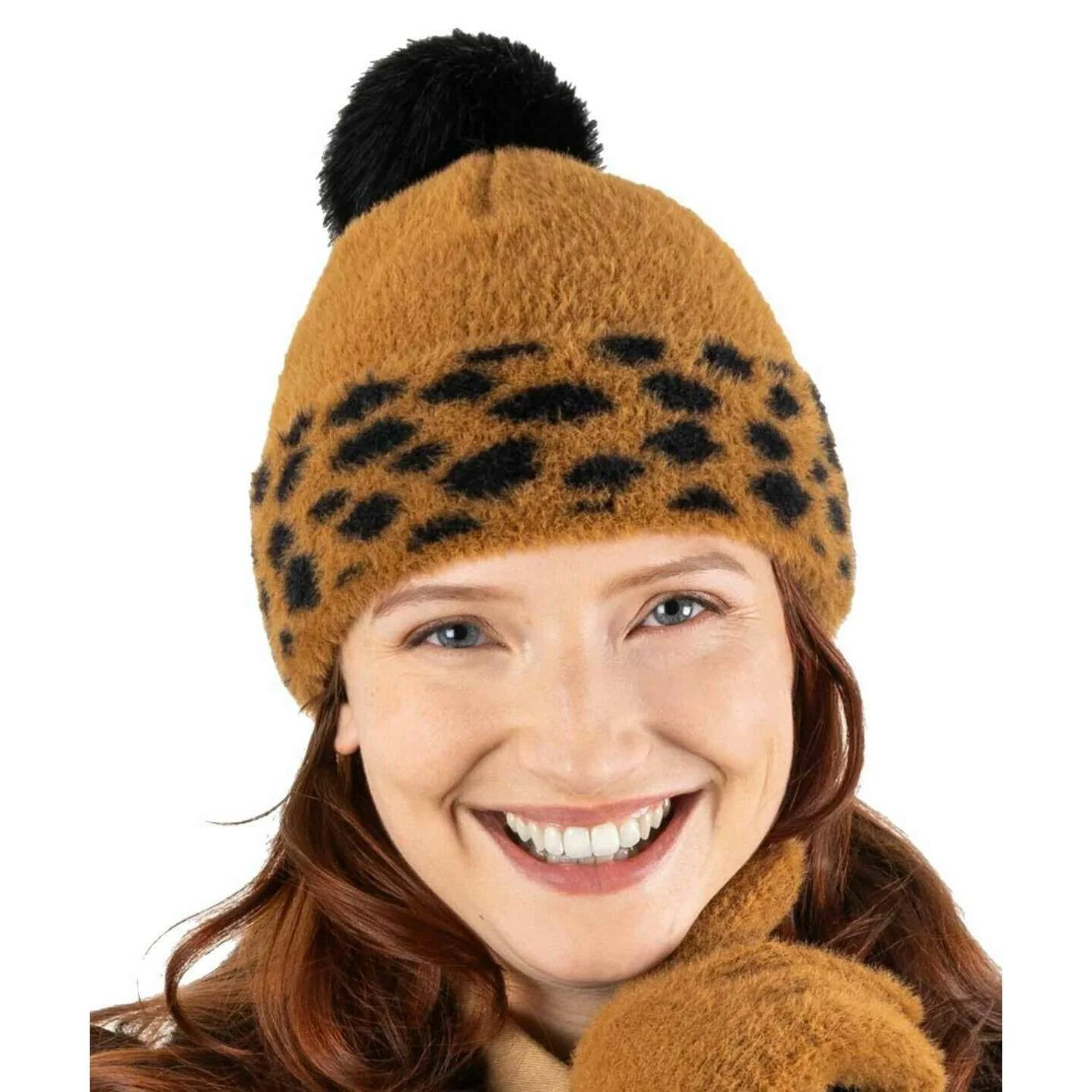 Dents Knitted Spotty Bobble Hat - Tan - Image 2