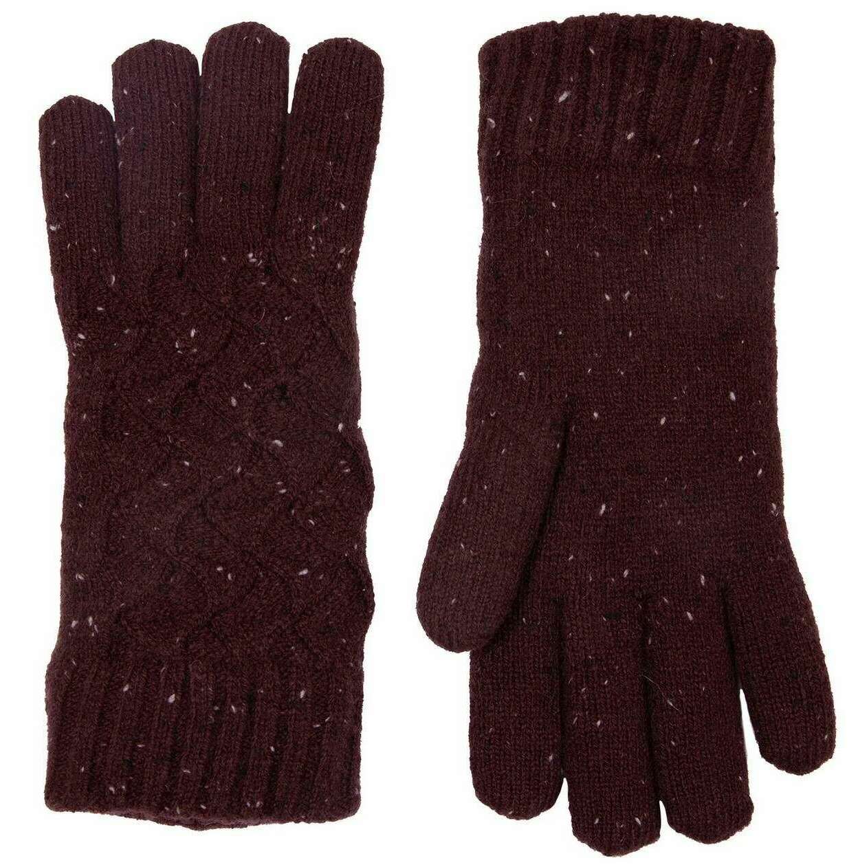 Dents Lace Knit Gloves - Burgundy - Image 2