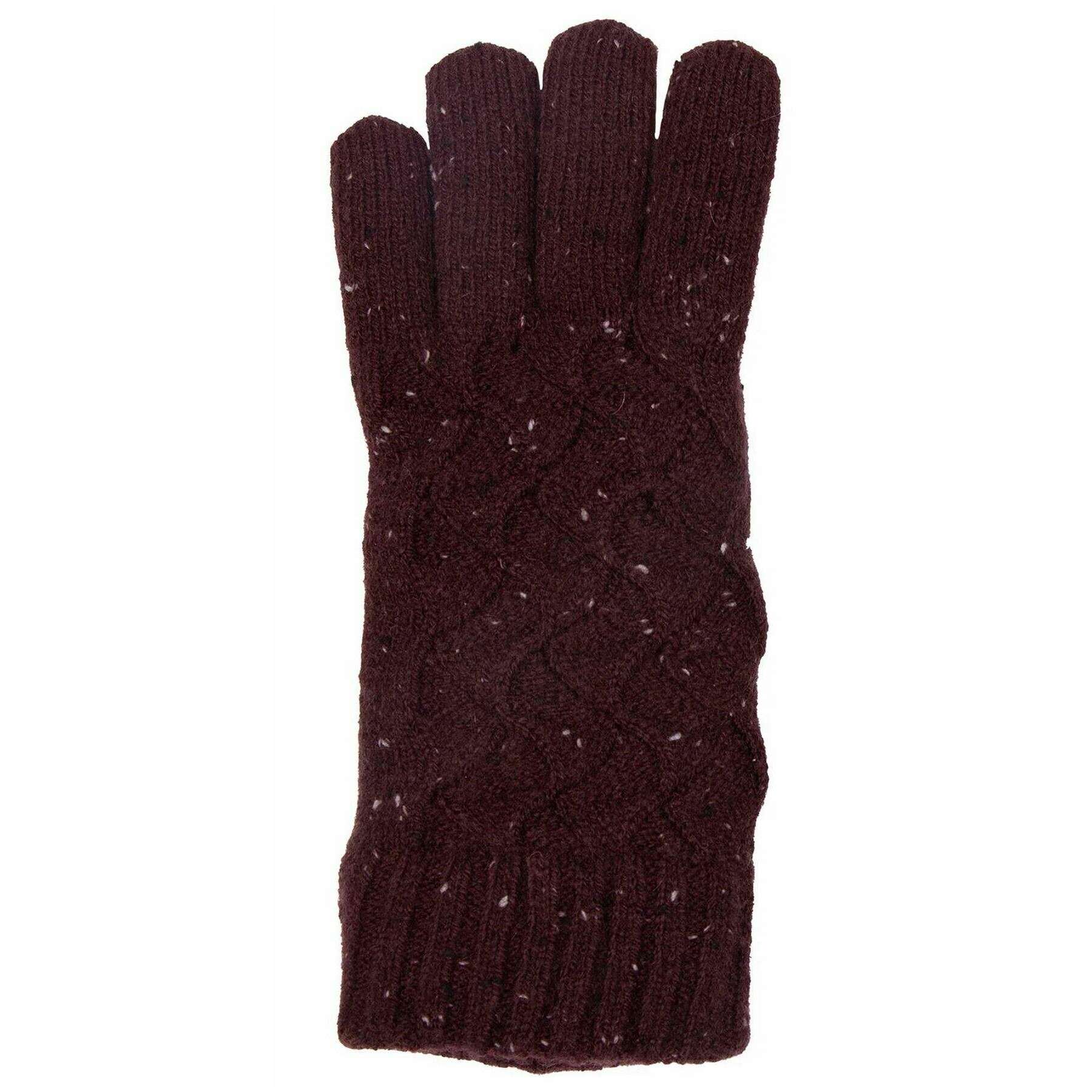 Dents Lace Knit Gloves - Burgundy - Image 3