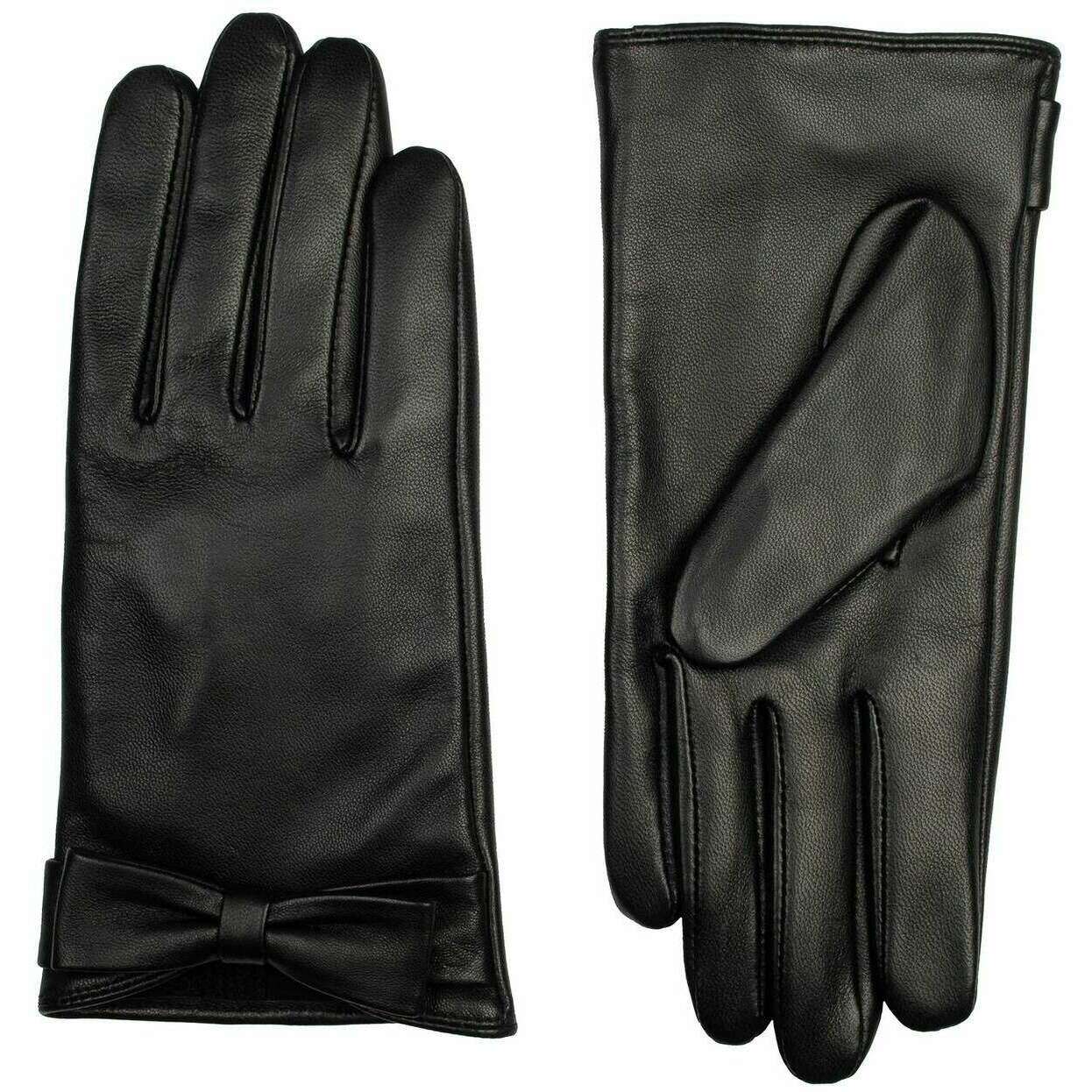 Dents Laurie Bow Leather Gloves - Black - Image 2