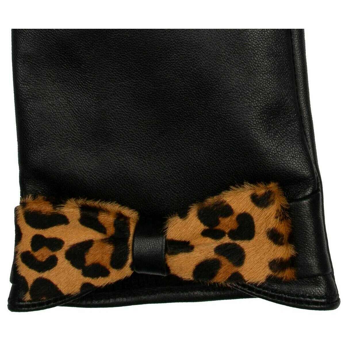 Dents Laurie Bow Leather Gloves - Leopard/Black - Image 5