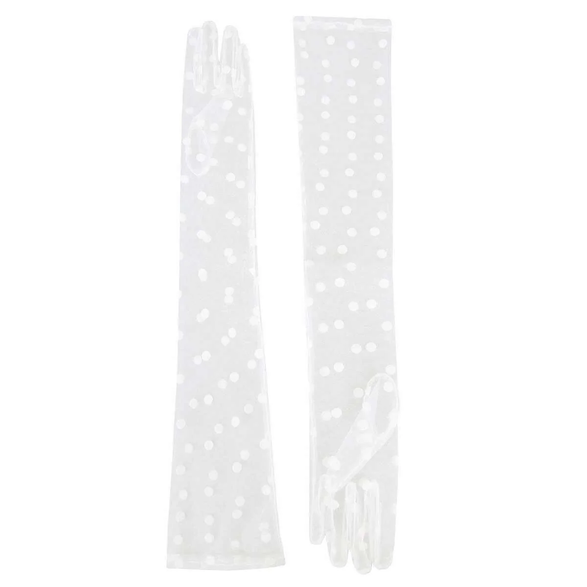 Dents Lila Long Opera Spotty Tulle Gloves - Ivory - Image 2