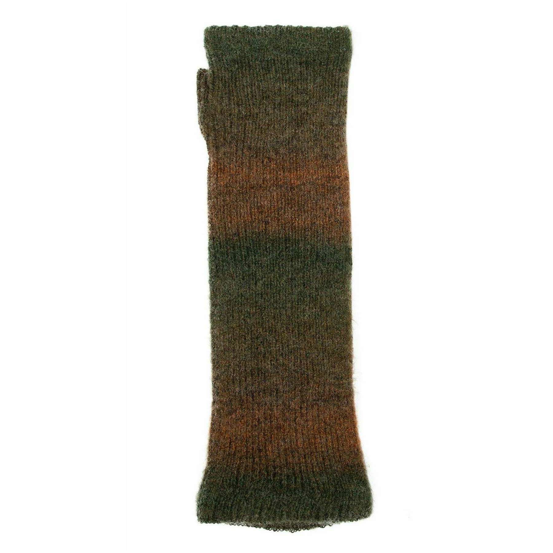 Dents Long Below-Elbow Ribbed Knit Wrist Warmers - Moss Green - Image 3