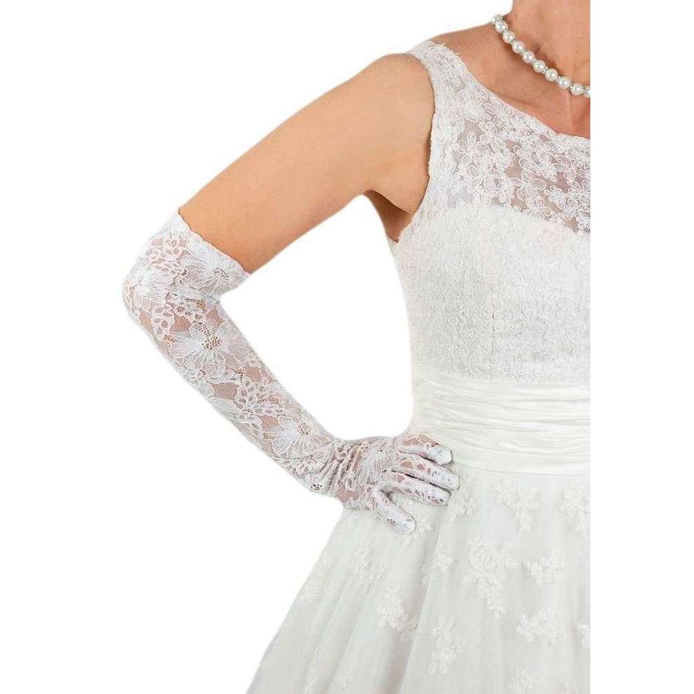 Dents Long Lace Evening Gloves - Ivory - Image 2