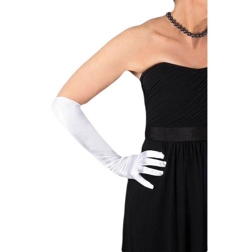 Dents Long Satin Elbow Length Evening Gloves - Silver Grey - Image 2
