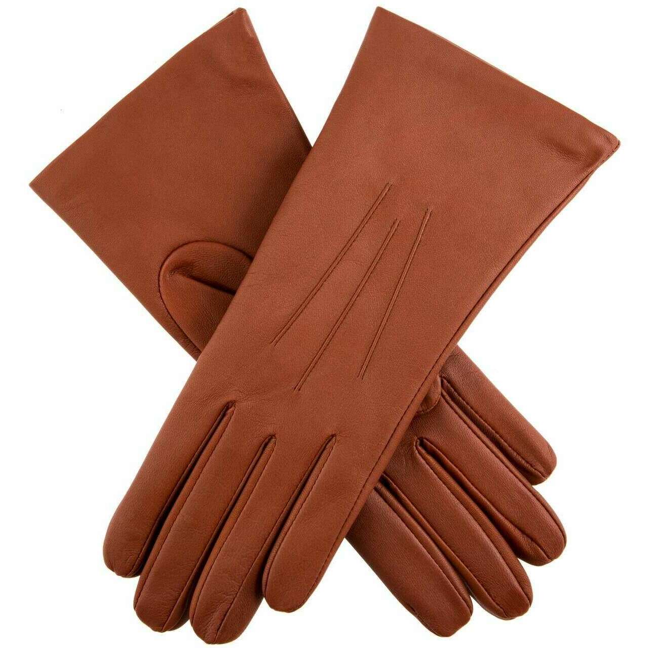 Dents Maisie Cashmere Lined Touchscreen Leather Gloves - Cognac Tan