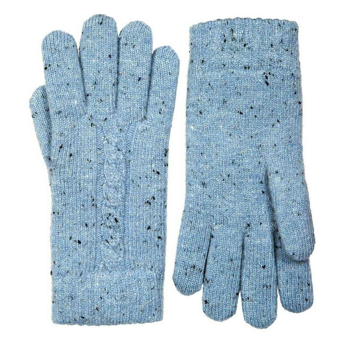 Dents Marl Yarn Cable Knit Gloves - Cornflower Blue - Image 2