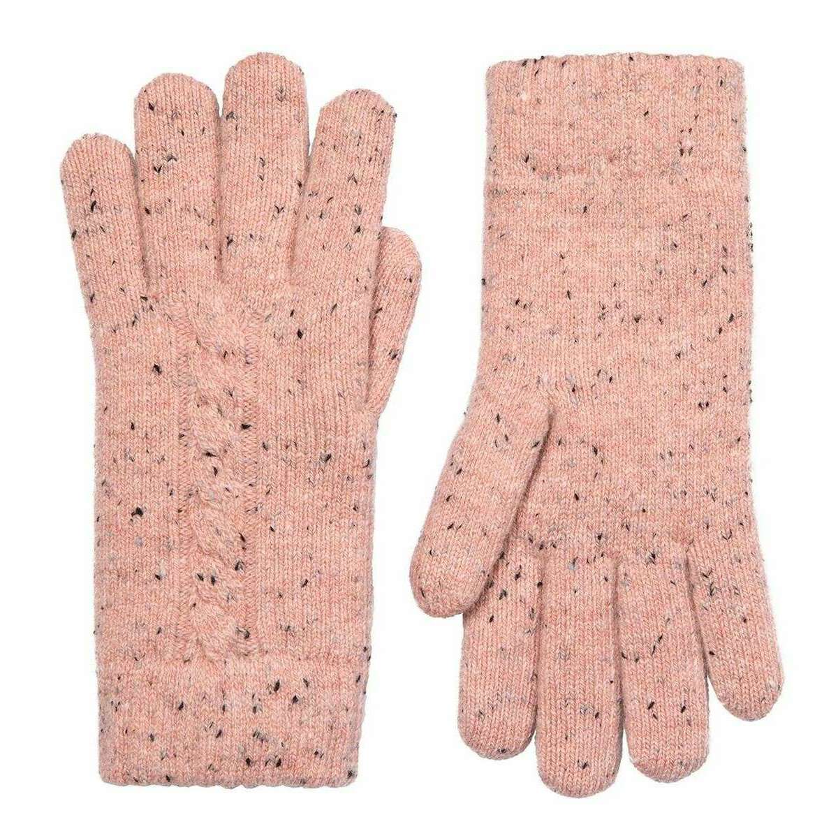 Dents Marl Yarn Cable Knit Gloves - Powder Pink - Image 2