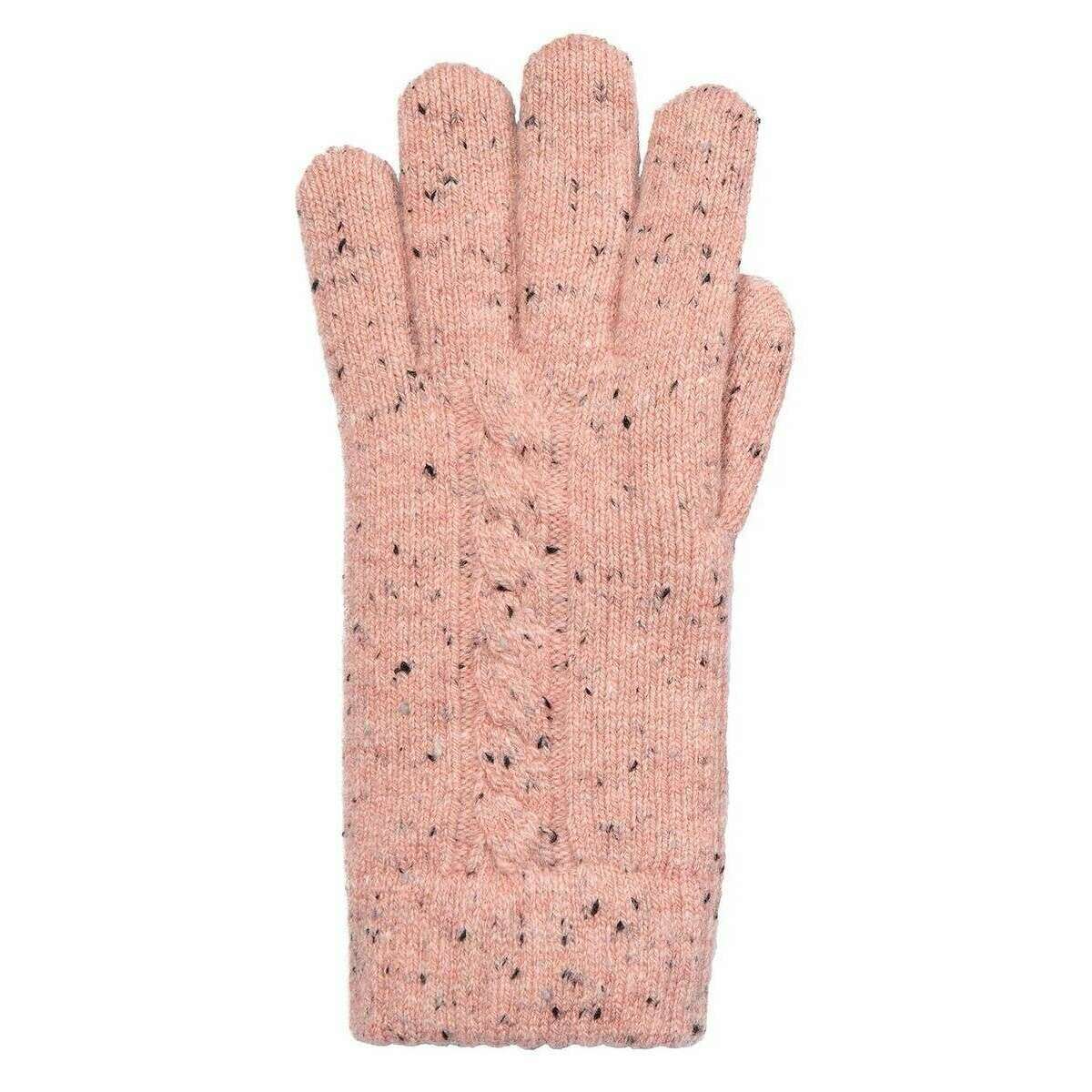 Dents Marl Yarn Cable Knit Gloves - Powder Pink - Image 3