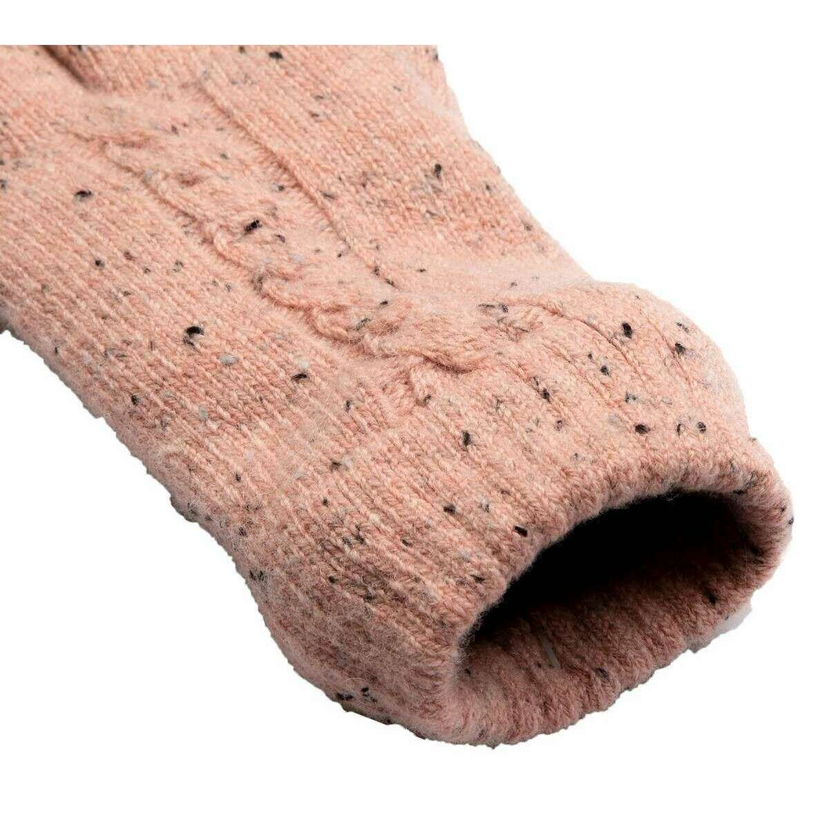 Dents Marl Yarn Cable Knit Gloves - Powder Pink - Image 5