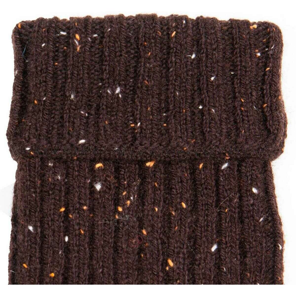 Dents Marl Yarn Half Finger Gloves - Chocolate Brown - Image 3