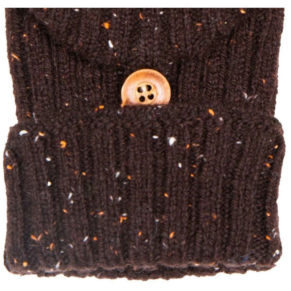 Dents Marl Yarn Half Finger Gloves - Chocolate Brown - Image 4