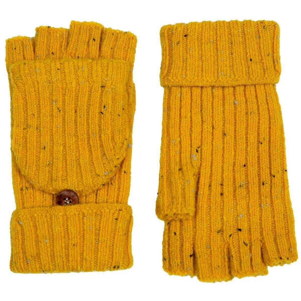 Dents Marl Yarn Half Finger Gloves - Ochre Yellow - Image 2